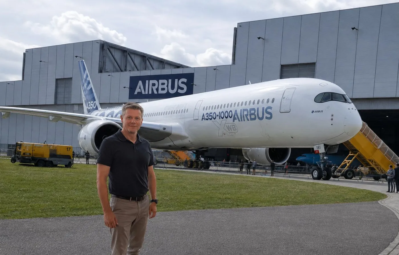 Sebastian Nabe vor einem Airbus A350